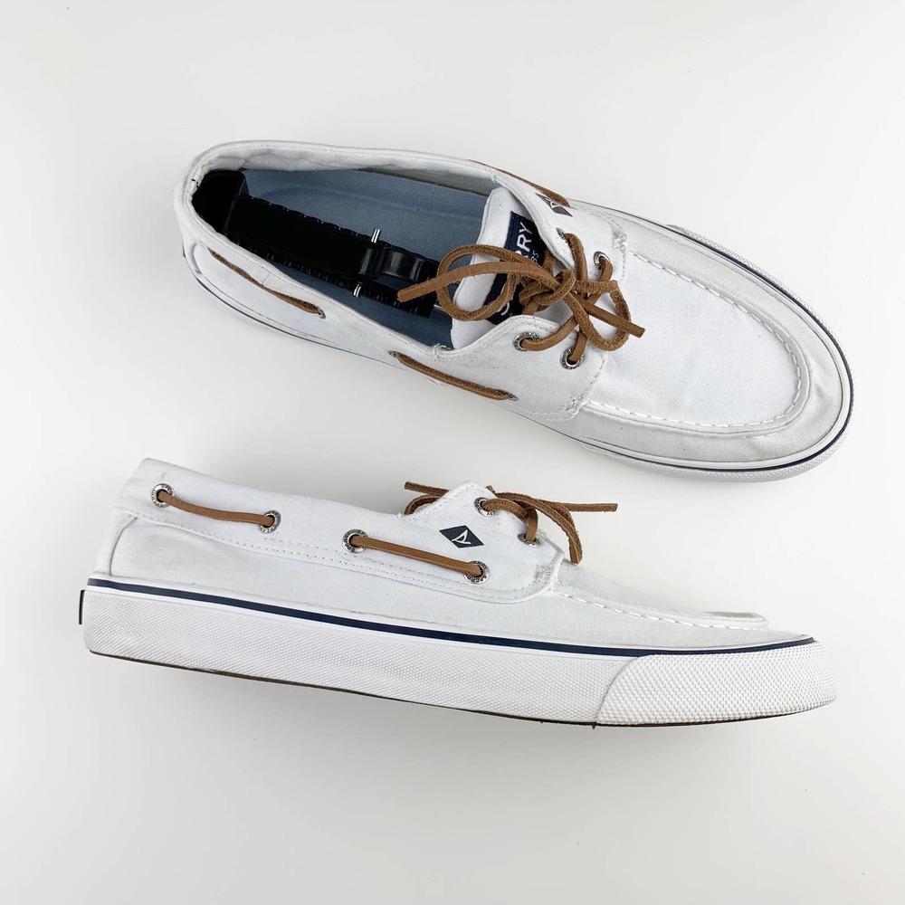 Sperry Top Sider Bahama White Canvas Deck Boat Shoes Men’s 11